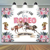 Lofaris Saddle Up Her Rodeo Horse Cowboy Happy Birthday Backdrop